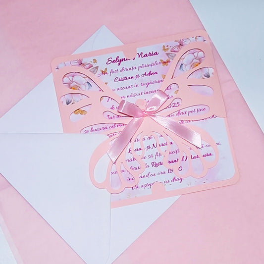 Invitatii Botez Fete Fluturas Decupat