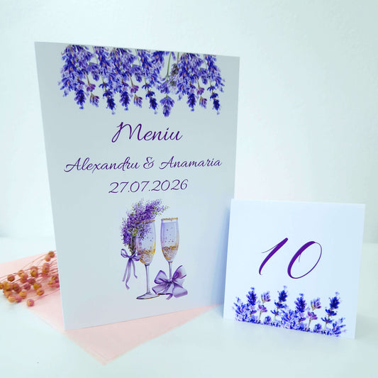 Meniu Nunta Pahare Sampanie si Lavanda