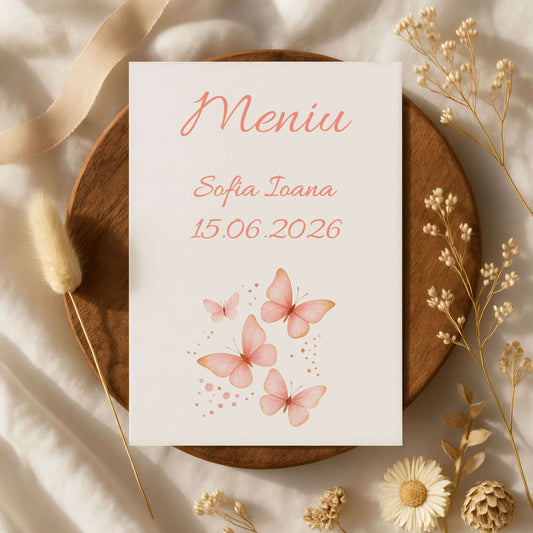 Meniu Botez Fetite Fluturasi Roz