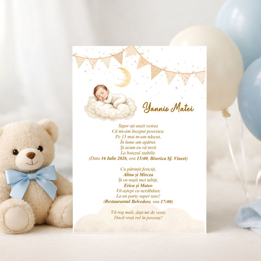 Invitatii Botez Baiat Bebe Dormind pe Norisor