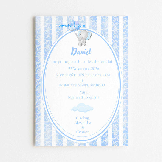 Invitatie Botez Elefantel - Format digital