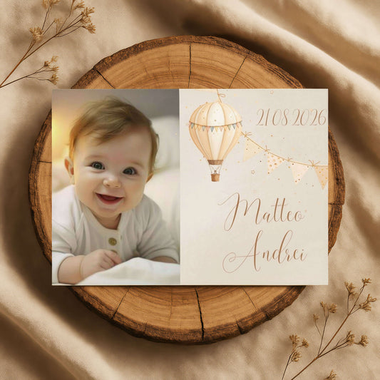 Magnet Botez Baiat Balon Crem