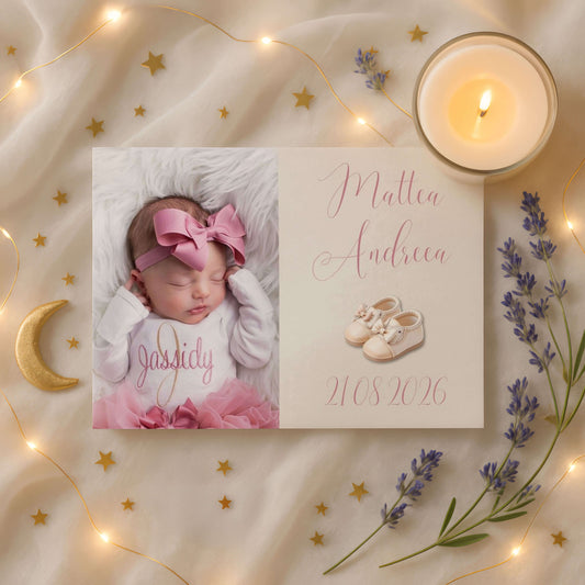 Magnet Botez Fetita Pantofiori Crem