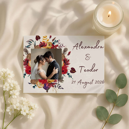 Magnet Nunta Flori Rosii