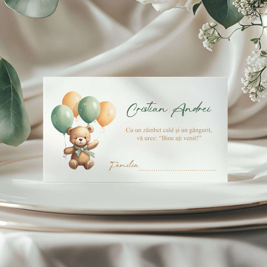 Plic de Bani Botez Baiat Ursulet Verde