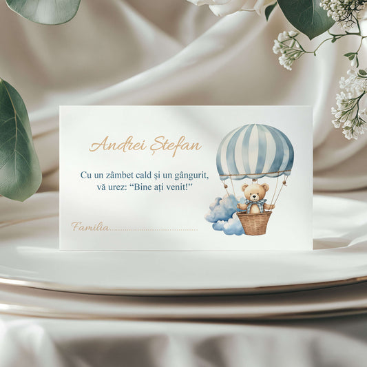 Plic de Bani Botez Baiat Ursulet in Balon