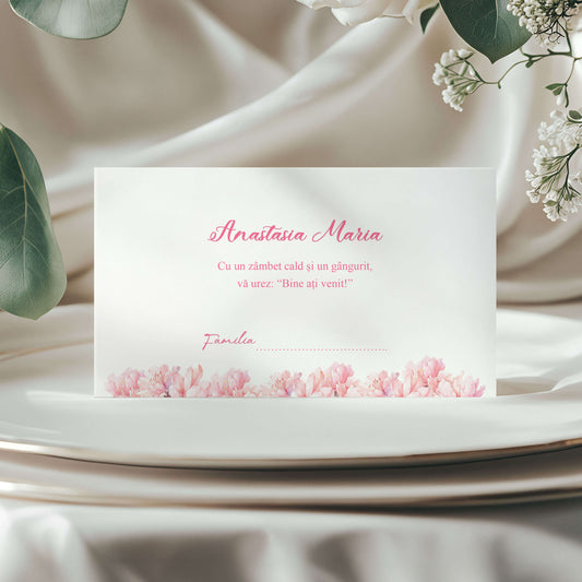 Plic de Bani Botez Fetita Flori Roz