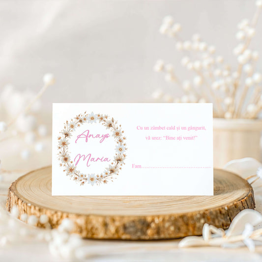 Plic de Bani Botez Fetita Rama Flori Crem