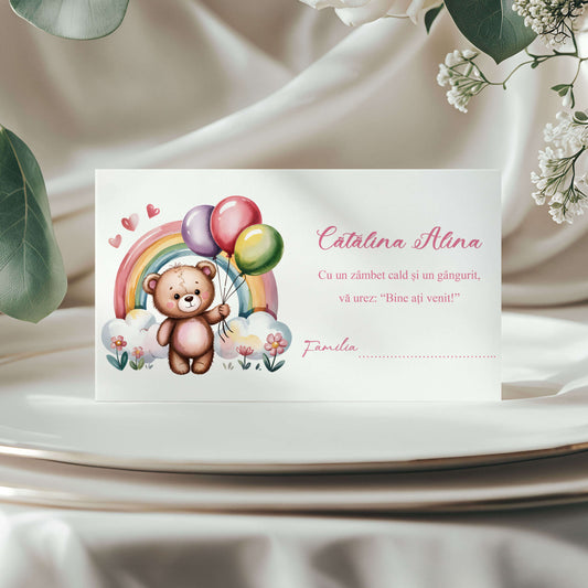 Plic de Bani Botez Fetita Ursulet si Curcubeu