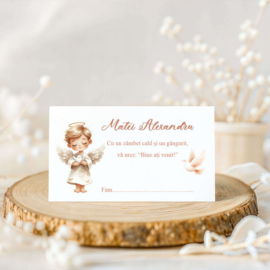 Plic de bani Botez Baiat Ingeras cu Porumbel