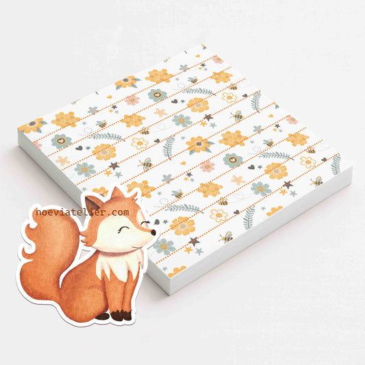 Set Papetarie Nature Friends - Notepad Albinute si Sticker Vulpita